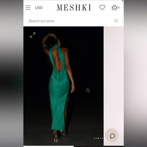 Claire Satin Drape Back Maxi Dress with Split - Green
Size: S